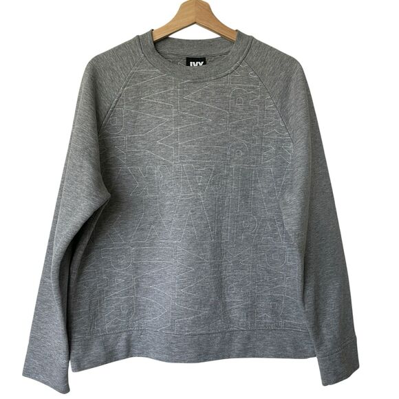 Ivy Park Sweater Womens L Gray Sweatshirt Embroidered Spell Out Athleisure - Picture 2 of 14